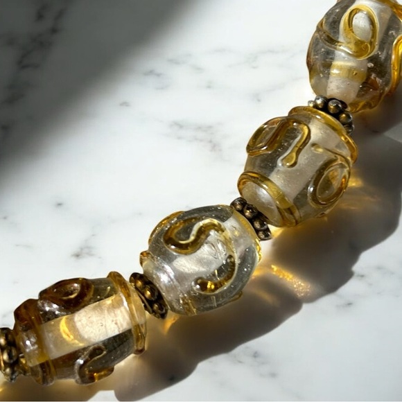 Vintage Murano Glass Silver Tone Beaded Coil Choker Necklace - Picture 4 of 4